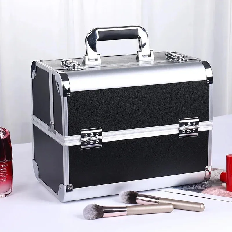 Kawaii Makeup Train Case 🎀✨ | Adjustable 4-Tray Organizer with Lockable Compartments 💖💄