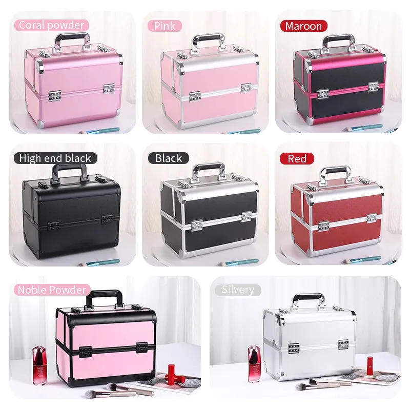 Kawaii Makeup Train Case 🎀✨ | Adjustable 4-Tray Organizer with Lockable Compartments 💖💄