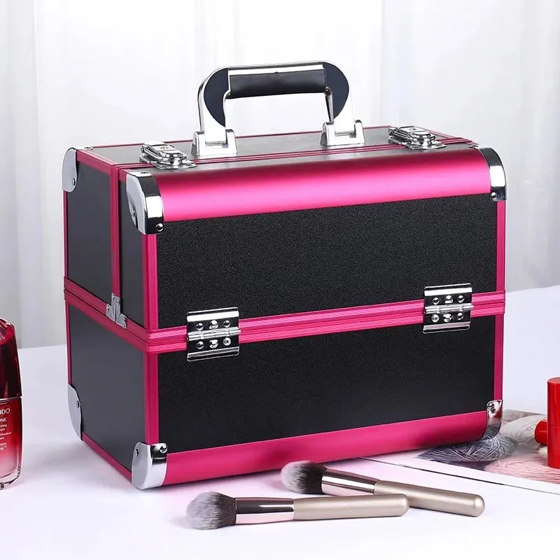 Kawaii Makeup Train Case 🎀✨ | Adjustable 4-Tray Organizer with Lockable Compartments 💖💄