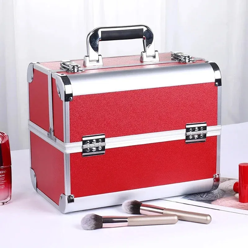 Kawaii Makeup Train Case 🎀✨ | Adjustable 4-Tray Organizer with Lockable Compartments 💖💄