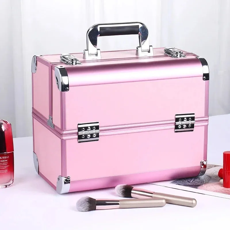 Kawaii Makeup Train Case 🎀✨ | Adjustable 4-Tray Organizer with Lockable Compartments 💖💄