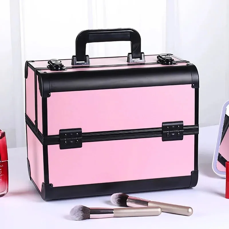 Kawaii Makeup Train Case 🎀✨ | Adjustable 4-Tray Organizer with Lockable Compartments 💖💄
