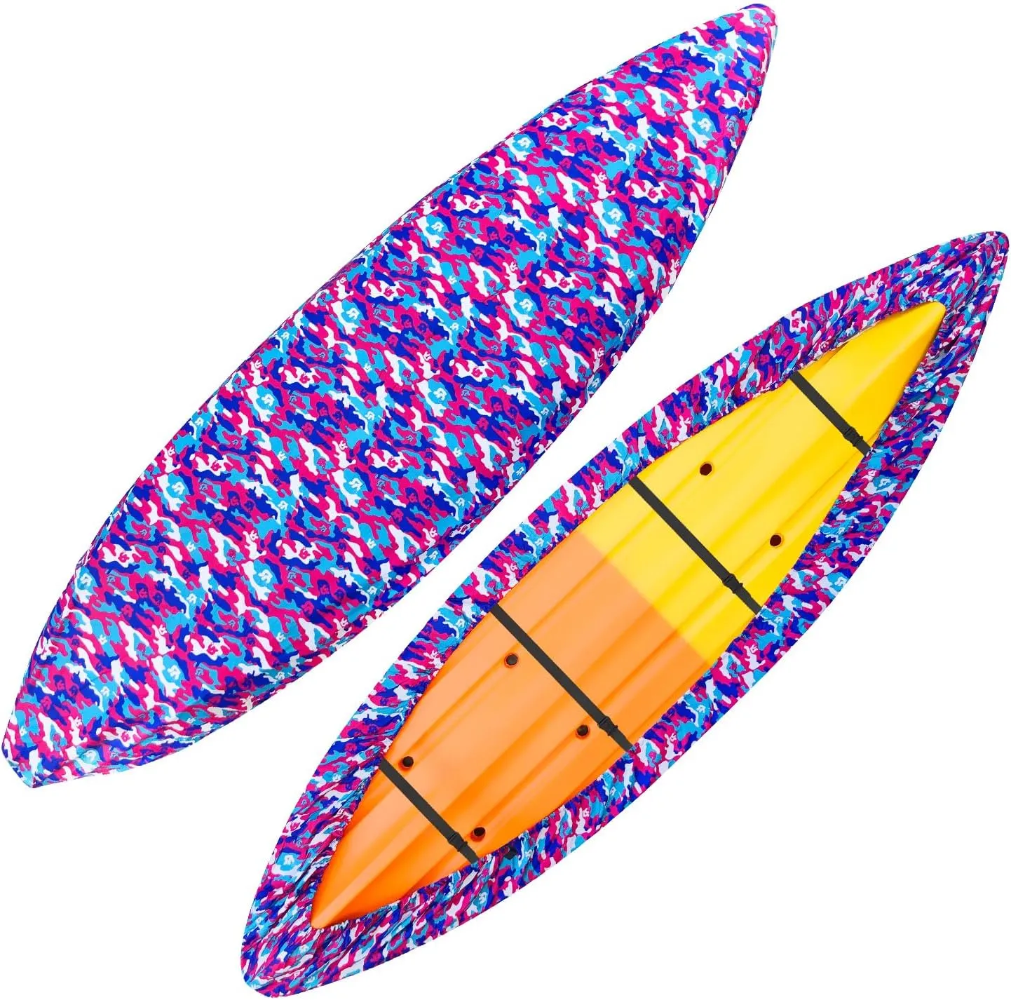 Kayak Cover, 420D Waterproof Kayak Covers for Outdoor Storage, Ultra Strong Canoe Storage Oxford UV Resistant Dust Cover Sunblock Fishing Boat Cover Shield Protector- Camouflage