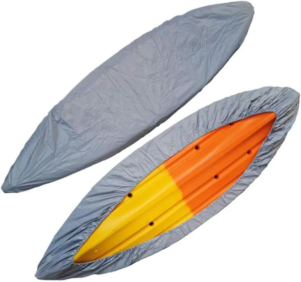 Kayak Cover，Waterproof UV Resistant Canoe Storage Dust Cover SUP Paddle Boards Cover for Indoor/Outdoor Storage (Silver, 13.5-14.8ft)