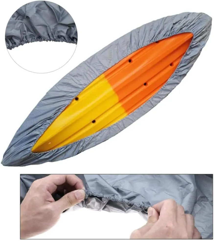 Kayak Cover，Waterproof UV Resistant Canoe Storage Dust Cover SUP Paddle Boards Cover for Indoor/Outdoor Storage (Silver, 13.5-14.8ft)