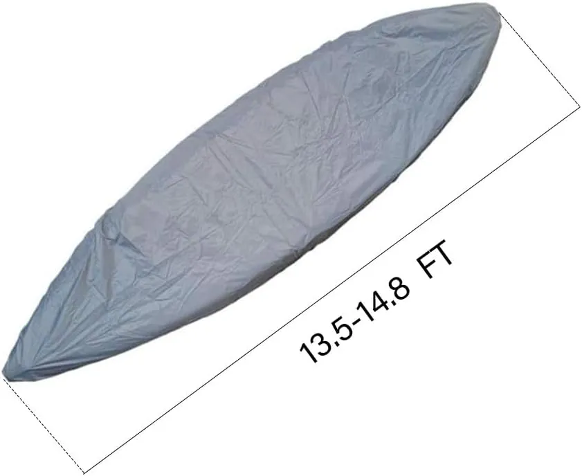 Kayak Cover，Waterproof UV Resistant Canoe Storage Dust Cover SUP Paddle Boards Cover for Indoor/Outdoor Storage (Silver, 13.5-14.8ft)