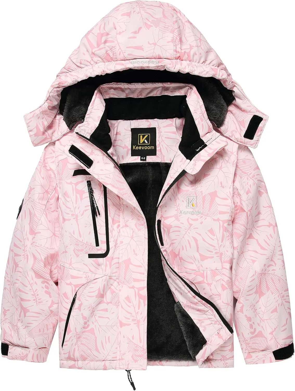 Keevoom Girl's Ski Jacket Winter Warm Thick Snow Coat Windproof Kids Outdoor Hooded Jackets