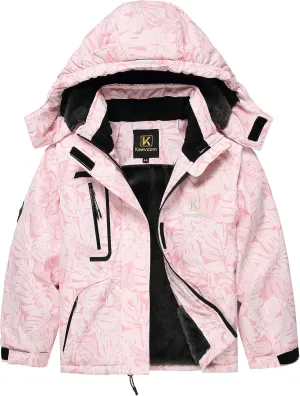 Keevoom Girl's Ski Jacket Winter Warm Thick Snow Coat Windproof Kids Outdoor Hooded Jackets