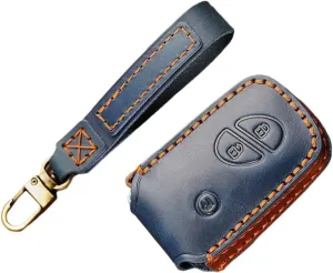 Key case 3 Buttons Car Key Fob Case Cover Bag Fit for Lexus RX350 ES350 IS250 GX460 LX570 IS350 GS430 Blue Leather Car Key Shell
