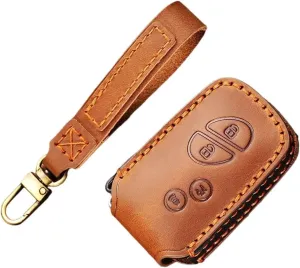 Key case 4 Buttons Car Key Fob Case Cover Bag Fit for Lexus RX350 ES350 IS250 GX460 LX570 IS350 GS430 Brown Leather Car Key Shell