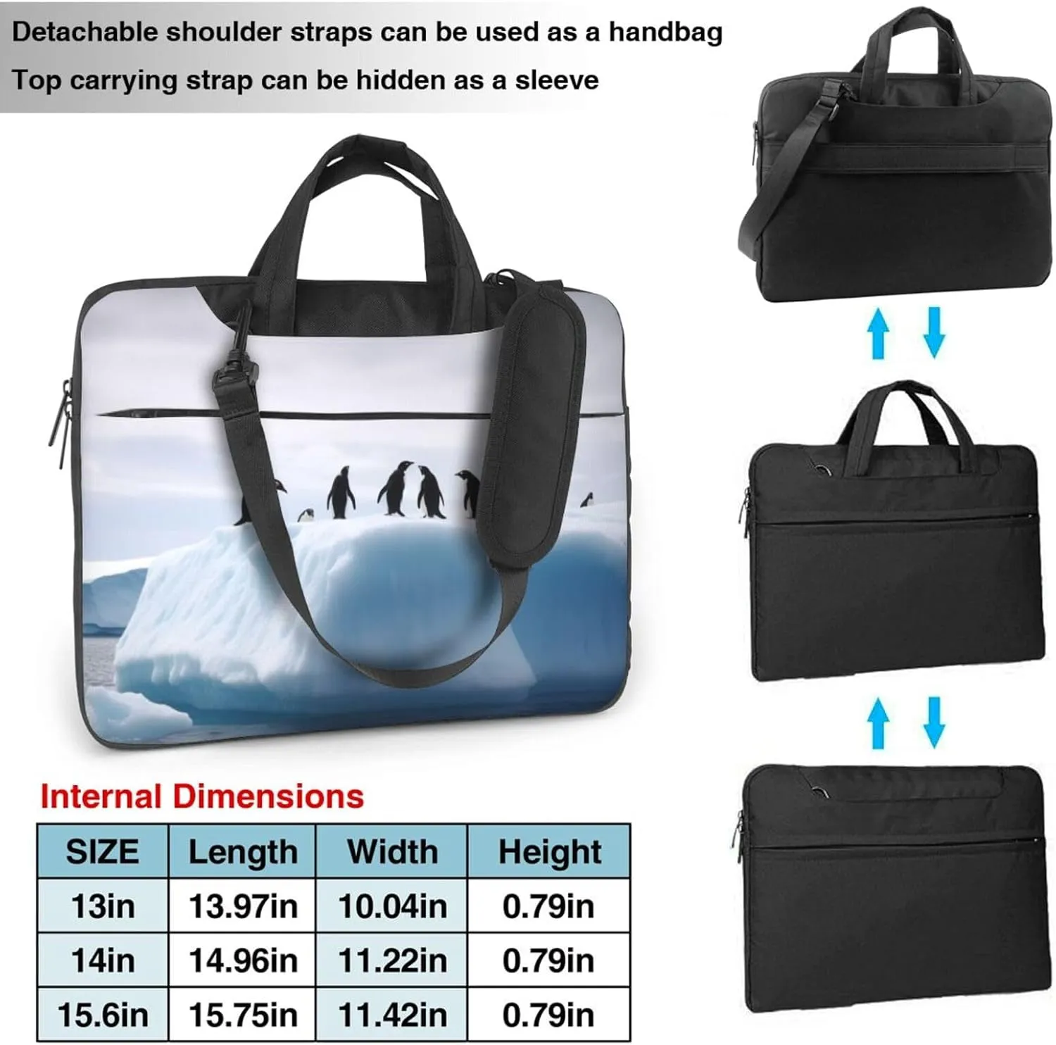 KHiry Laptop Shoulder Bag Laptop Bag Computer Bag Iceberg Penguins Messenger Bag for Unisex