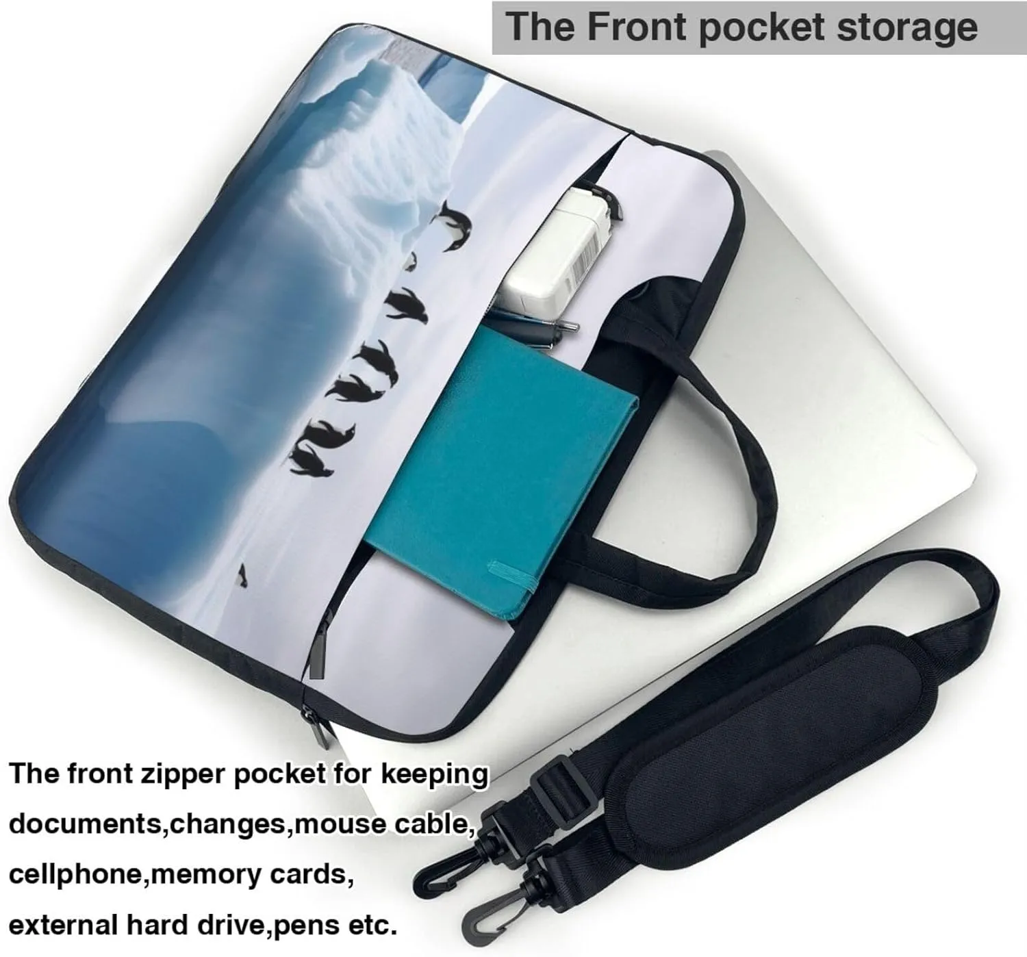 KHiry Laptop Shoulder Bag Laptop Bag Computer Bag Iceberg Penguins Messenger Bag for Unisex