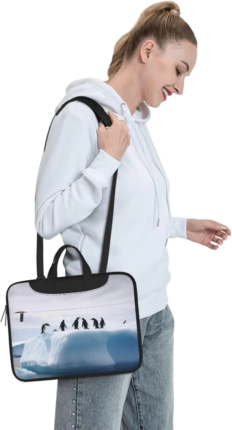 KHiry Laptop Shoulder Bag Laptop Bag Computer Bag Iceberg Penguins Messenger Bag for Unisex