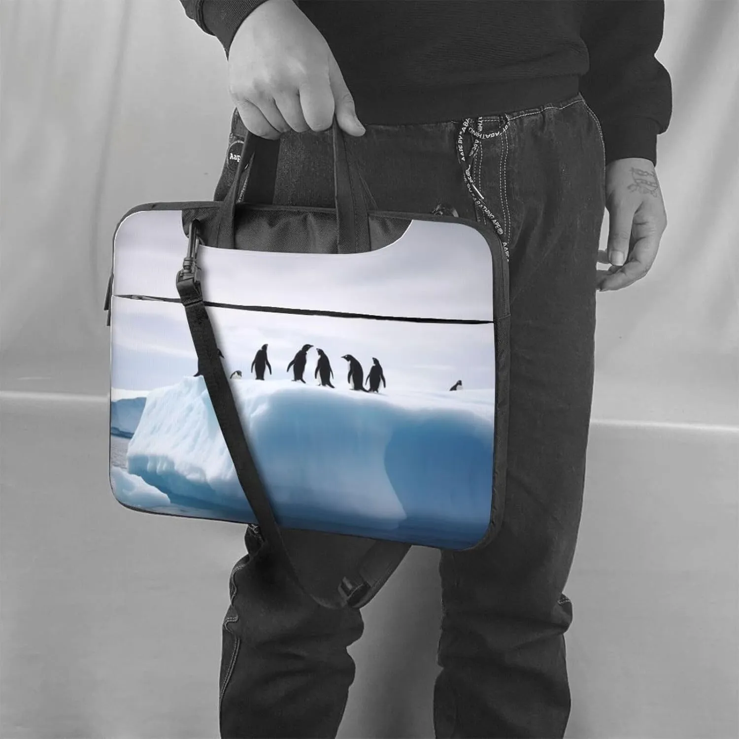 KHiry Laptop Shoulder Bag Laptop Bag Computer Bag Iceberg Penguins Messenger Bag for Unisex