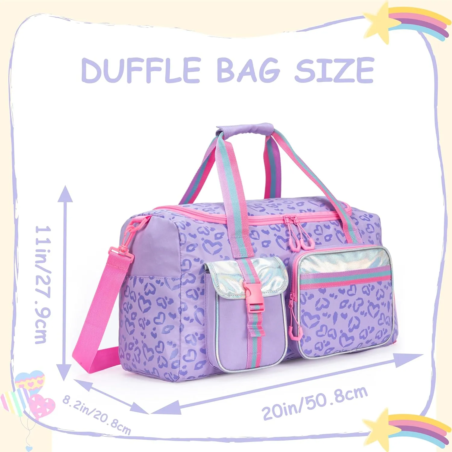 Kids Duffle Bag Girls Women Travel Bag Gifts Overnight Bag for Girls Women Tote Sleepover Bags for Girl Gym Dance Bags with Shoes Compartment