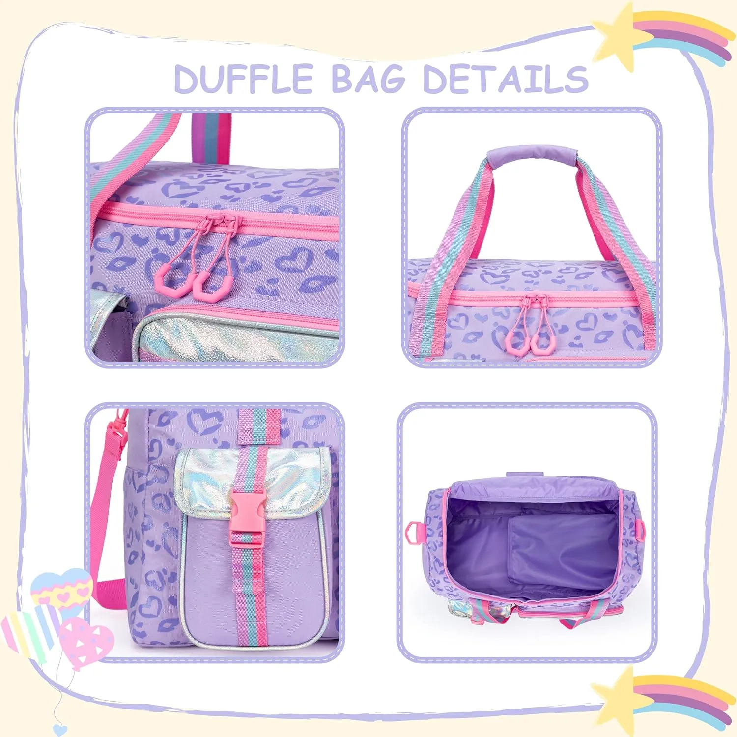 Kids Duffle Bag Girls Women Travel Bag Gifts Overnight Bag for Girls Women Tote Sleepover Bags for Girl Gym Dance Bags with Shoes Compartment