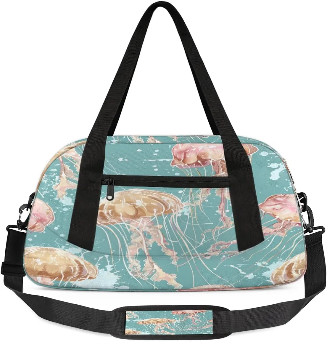 Kids Overnighter Duffel Bags for Boys & Girls,Ocean Jellyfish Creative Sea Marine Theme Travel Bags for Toddler Weekender Bag Childrens Gym Sports