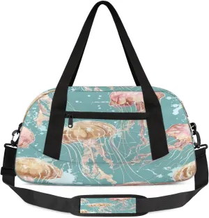 Kids Overnighter Duffel Bags for Boys & Girls,Ocean Jellyfish Creative Sea Marine Theme Travel Bags for Toddler Weekender Bag Childrens Gym Sports