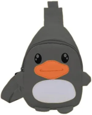 Kids Penguin Crossbody Bag, Cute Animal Design, Gray with Orange Beak