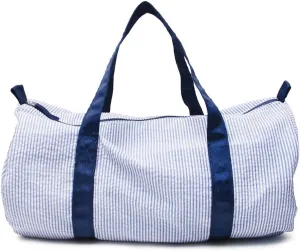 Kids Travel Overnight Bag Seersucker Carry On Lightweight Weekender Duffel Bag for Boys and Girls (Navy)