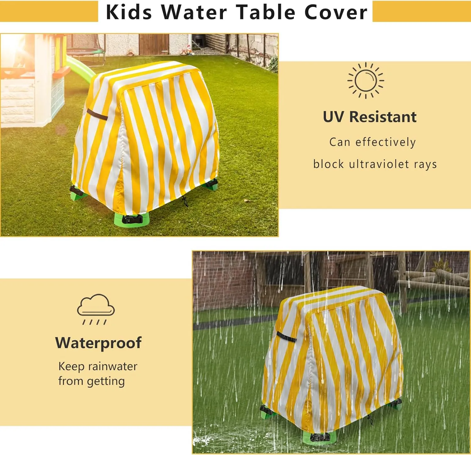 Kids Water Table Cover Fit Rain Showers Splash Pond Water Table,Waterproof Dust Proof Anti-UV Outdoor Toys Cover-Cover only