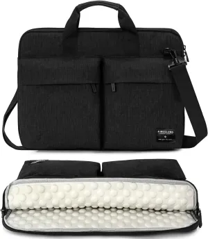 KINGSLONG 14 inch Laptop Bag with Shoulder Strap, Messenger Bag, Slim Computer Carrying Case Notebook Handbag for Men Women Fit for Acer Asus Lenovo HP Toshiba, Black