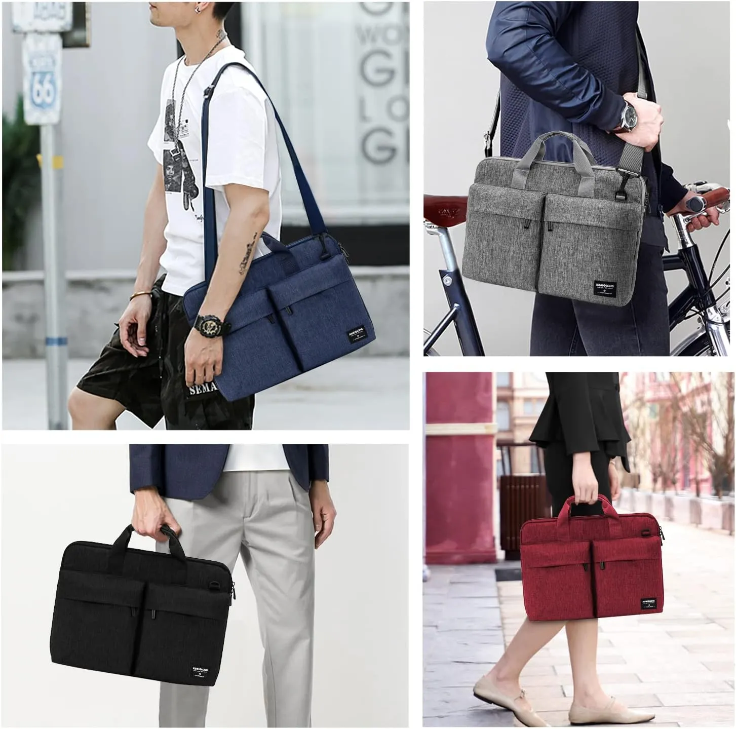 KINGSLONG 14 inch Laptop Bag with Shoulder Strap, Messenger Bag, Slim Computer Carrying Case Notebook Handbag for Men Women Fit for Acer Asus Lenovo HP Toshiba, Red