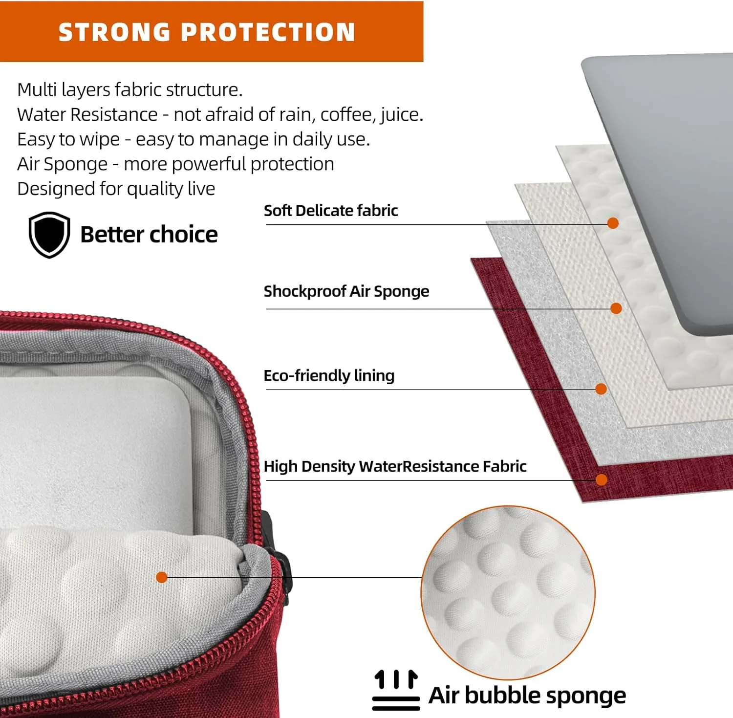 KINGSLONG 14 inch Laptop Bag with Shoulder Strap, Messenger Bag, Slim Computer Carrying Case Notebook Handbag for Men Women Fit for Acer Asus Lenovo HP Toshiba, Red