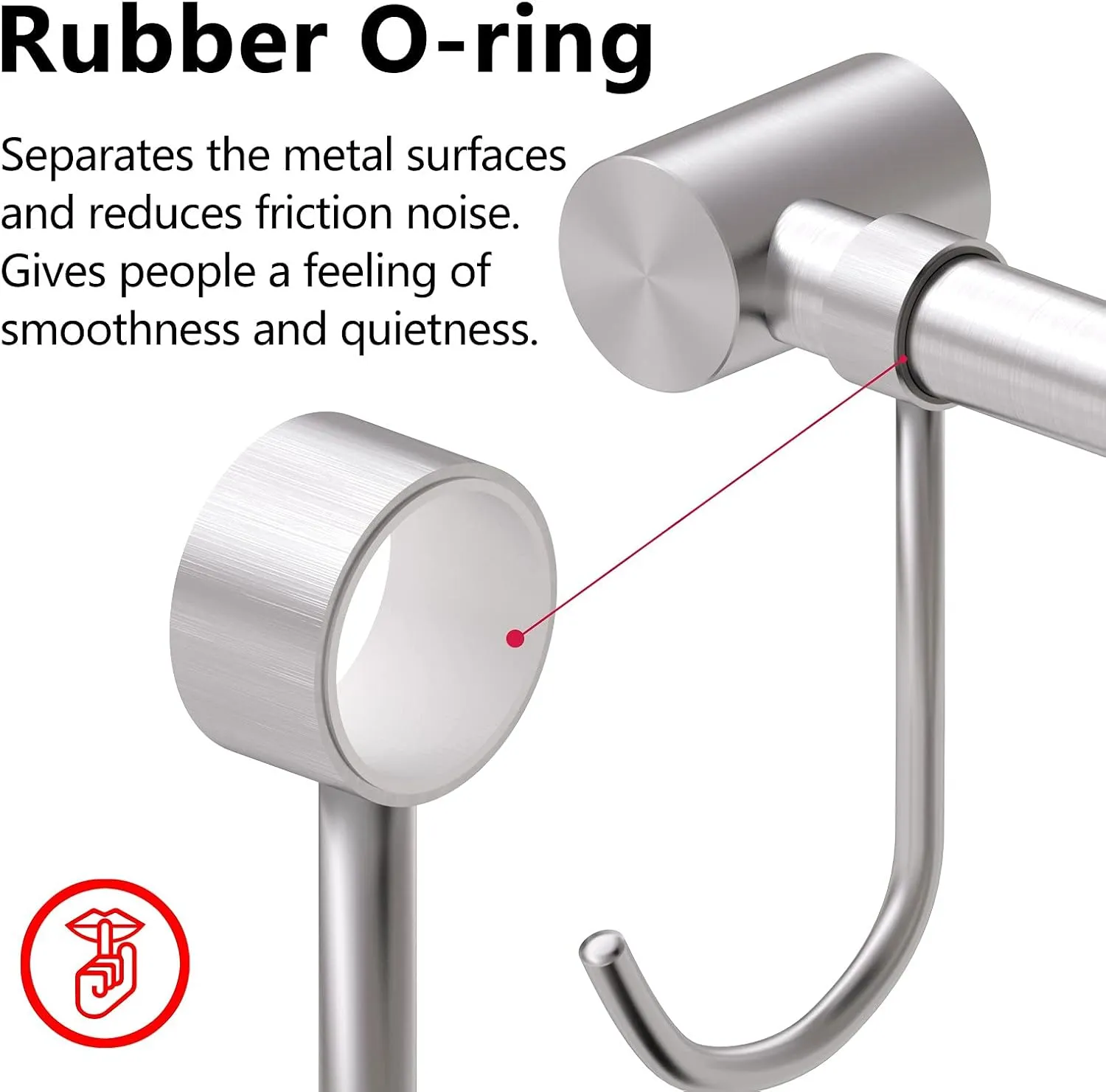 Kitchen Rail with Hooks, 30" Utensil Hanger with 15 Pcs Noiseless Sliding Hooks, Organizer Storage Holder Wall Mounted for Kitchen/Bathroom/Bedroom, 304 Stainless Steel, Silver