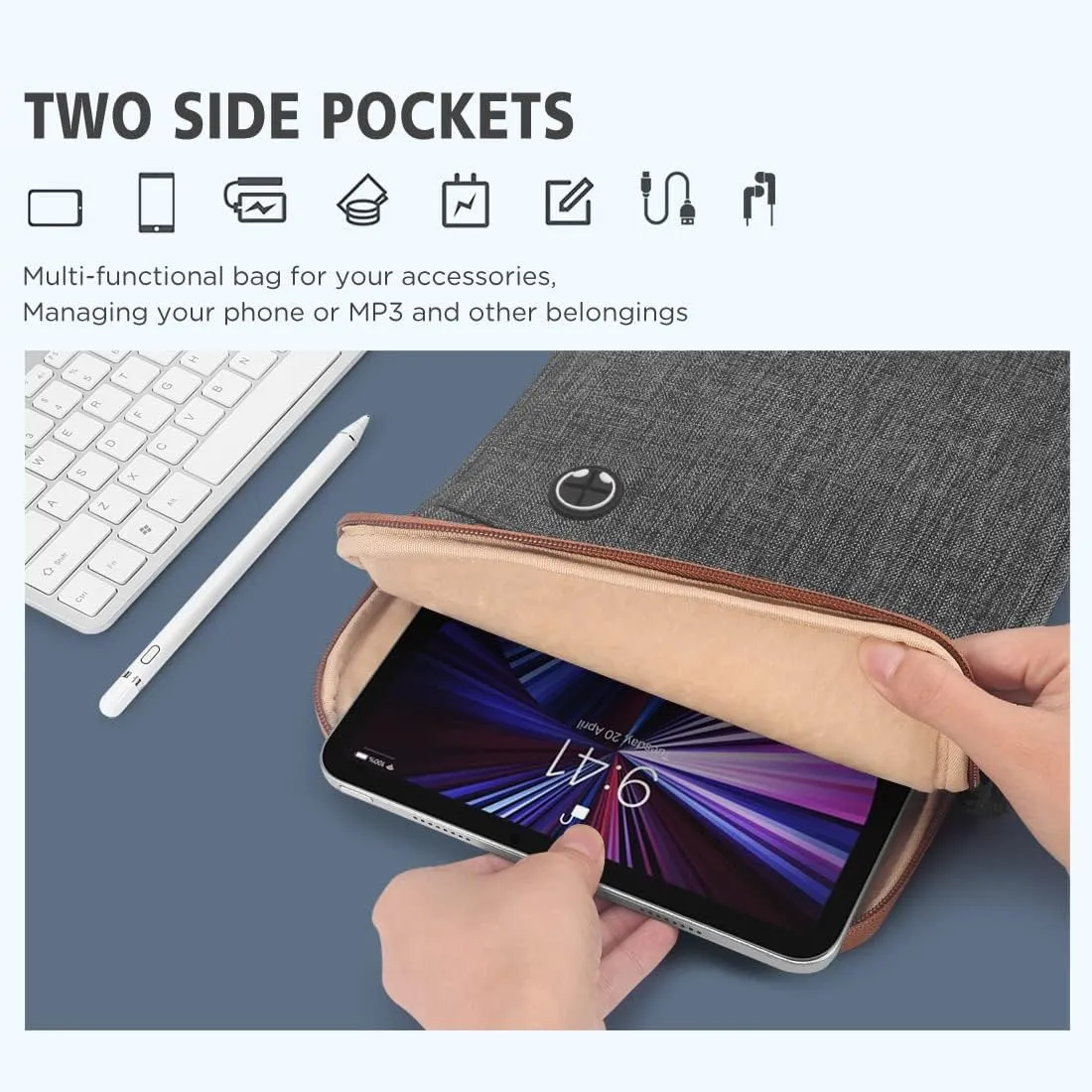 KIZUNA 10 Inch Tablet Sleeve Water Resistant Shoulder Messenger Laptop Bag for 9.7" 10.5" 11" iPad Pro/Apple 10.2" iPad/10 Surface Go/ 10.5" Surface Go 3/10.5" Samsung Galaxy Tab A S6/Huawei MediaPad