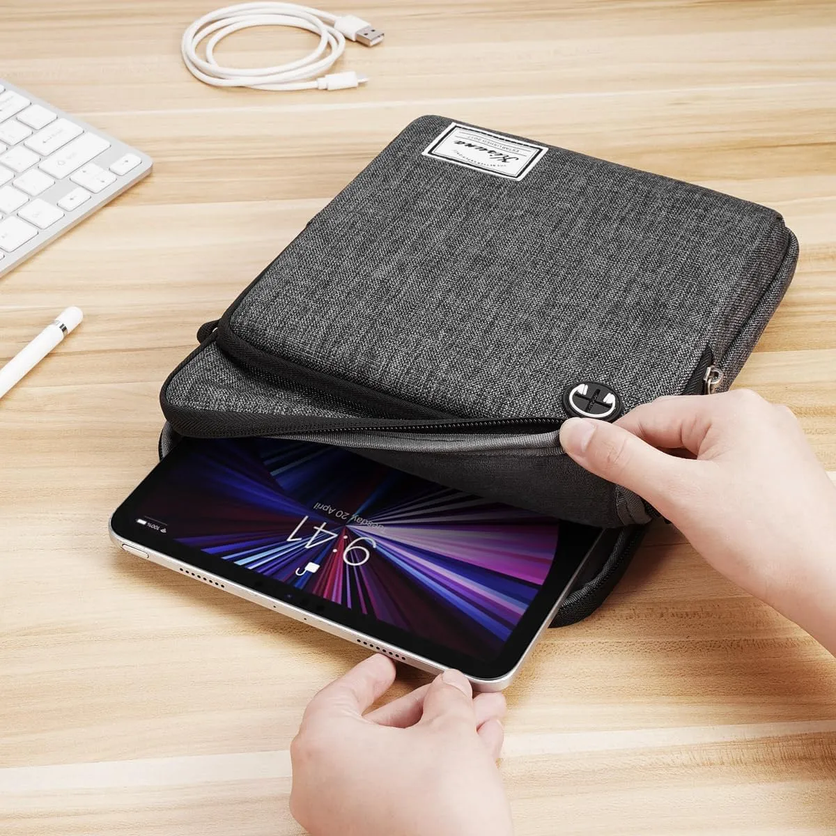 KIZUNA Tablet Sleeve Case 10 Inch Water Resistant Shoulder Messenger iPad Bag for 9.7" 10.5" 11" iPad Pro M2/10.9" iPad A14 Air 5/10.5" Surface Go 3/10.5" Samsung Galaxy Tab A S6/Huawei MediaPad,Grey