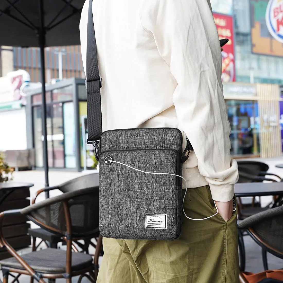 KIZUNA Tablet Sleeve Case 10 Inch Water Resistant Shoulder Messenger iPad Bag for 9.7" 10.5" 11" iPad Pro M2/10.9" iPad A14 Air 5/10.5" Surface Go 3/10.5" Samsung Galaxy Tab A S6/Huawei MediaPad,Grey