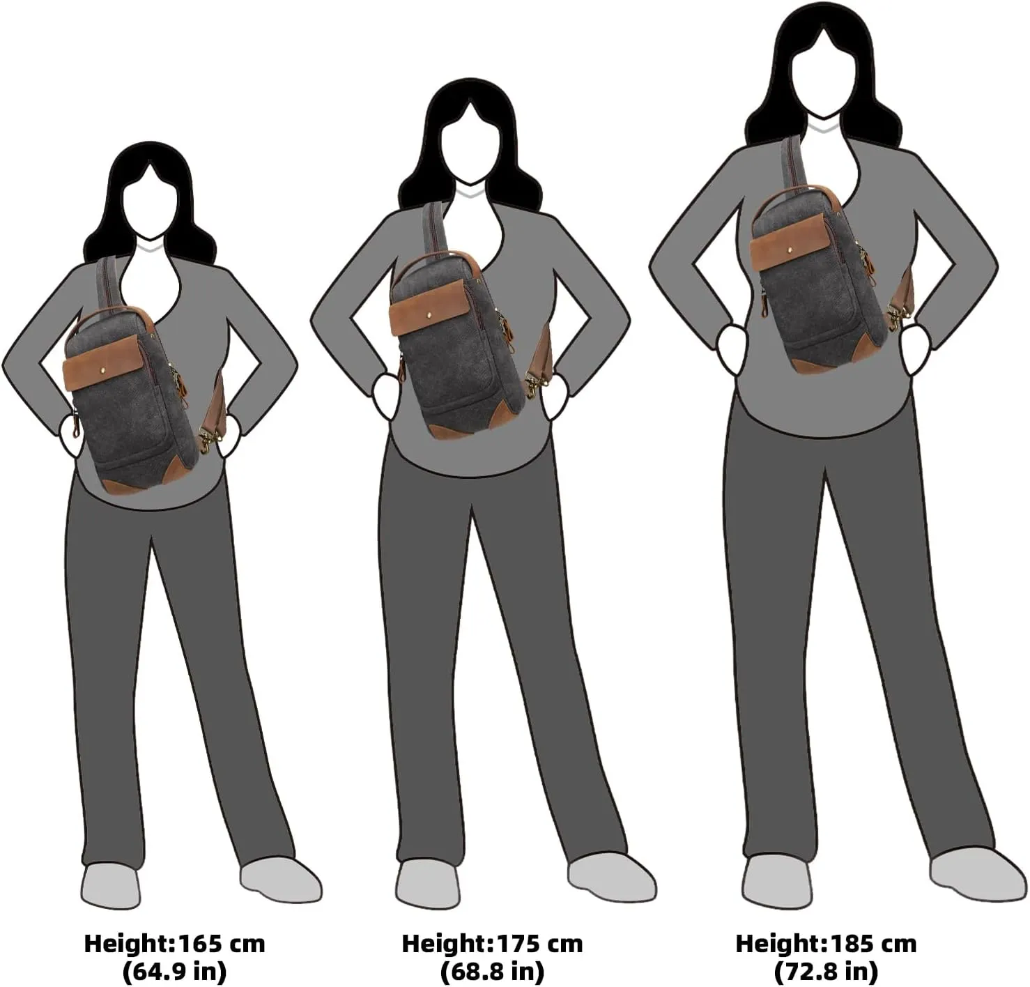 KL928 Canvas Sling Bag Crossbody Backpack Sling Backpack Shoulder Bag Casual Daypacks for Men Women