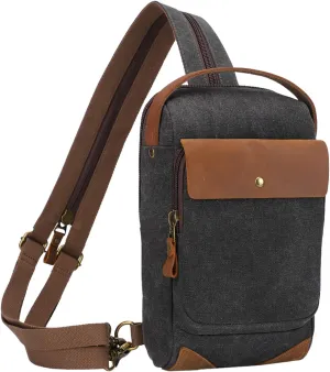 KL928 Canvas Sling Bag Crossbody Backpack Sling Backpack Shoulder Bag Casual Daypacks for Men Women