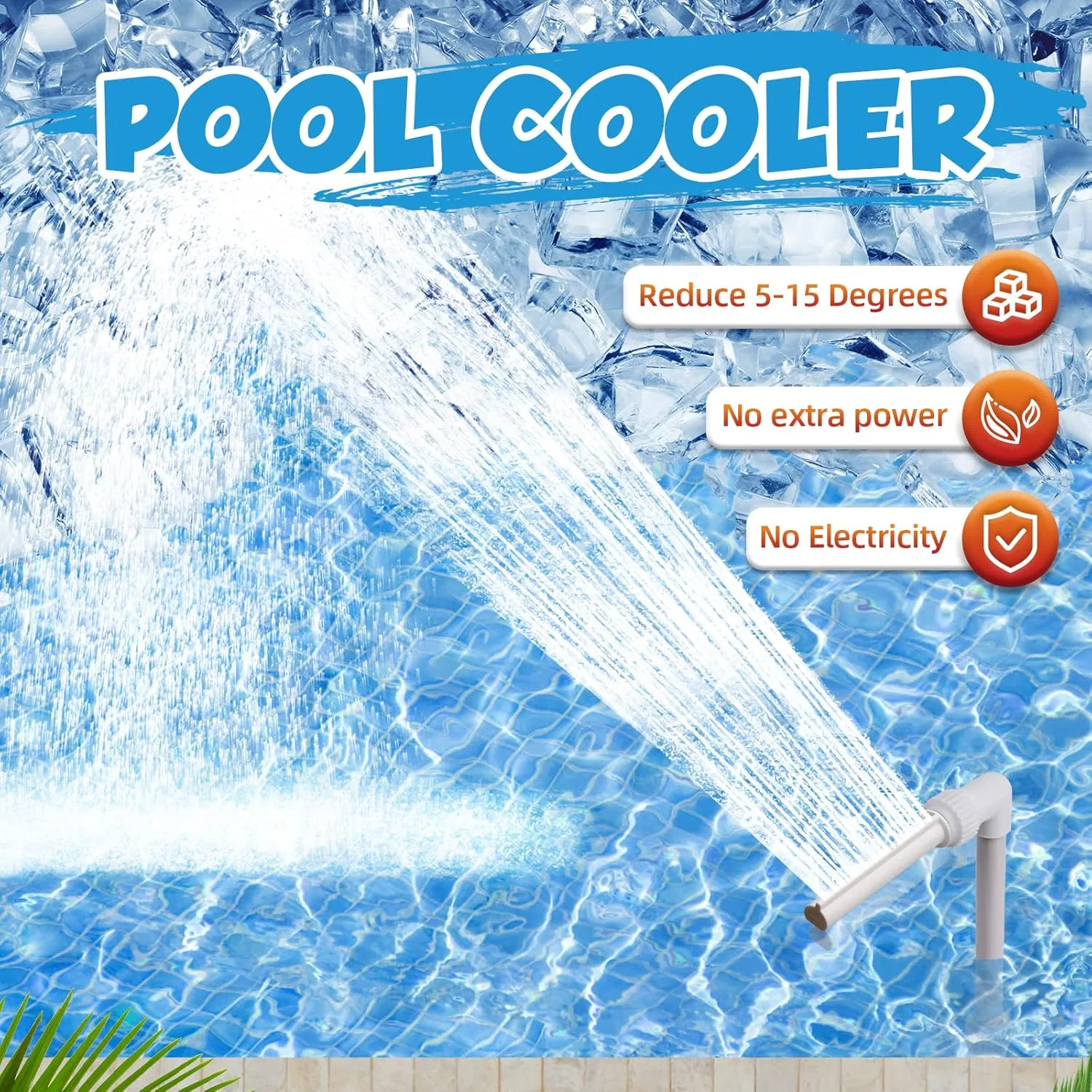 Klleyna Water-Fountain Swimming-Pool Sprinkle Accessories - Waterfall Above In-ground Pool, Cooling Spray for Outdoor Garden Pond Aerator Circulation, High Pressure Jet Fountain Pump Attachment