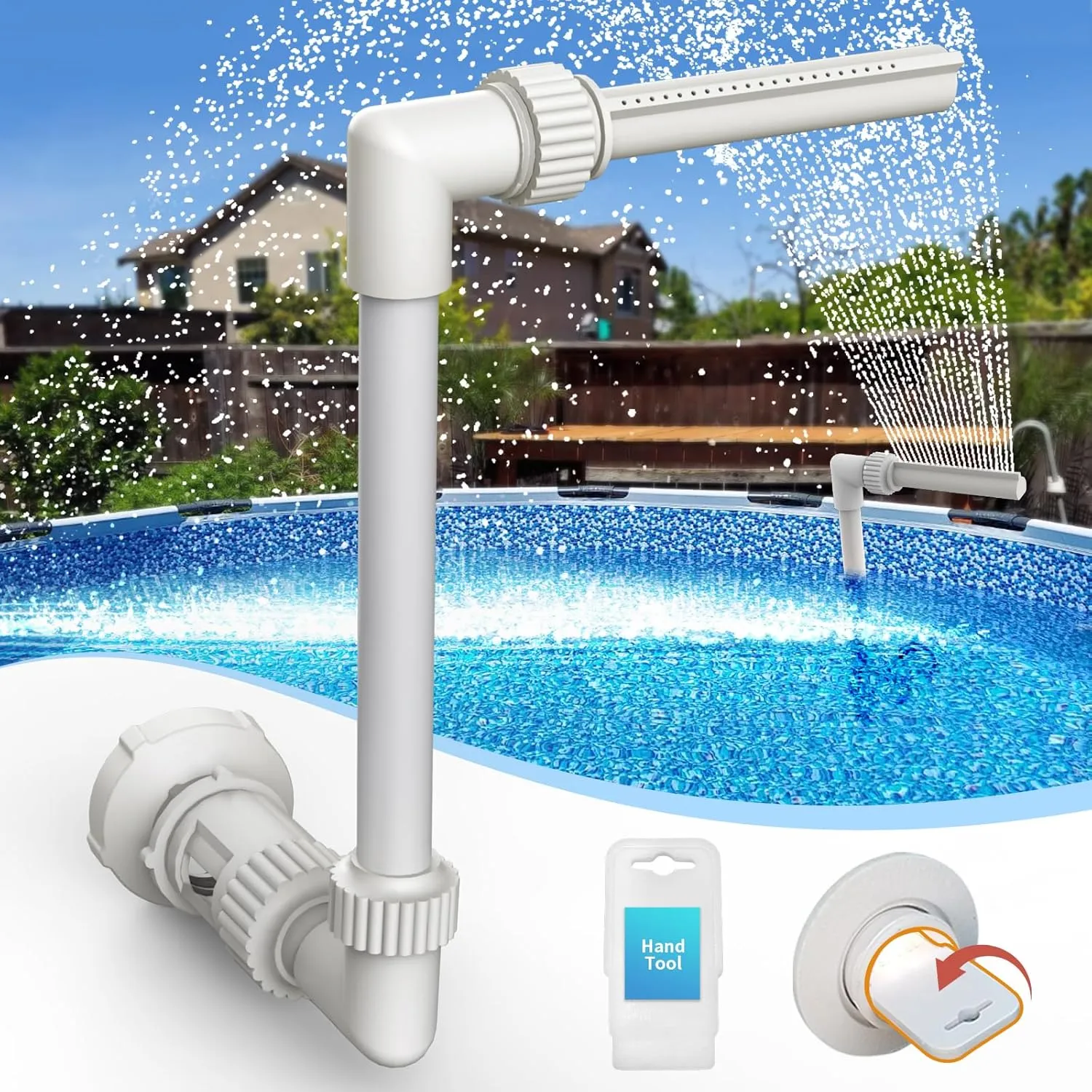 Klleyna Water-Fountain Swimming-Pool Sprinkle Accessories - Waterfall Above In-ground Pool, Cooling Spray for Outdoor Garden Pond Aerator Circulation, High Pressure Jet Fountain Pump Attachment