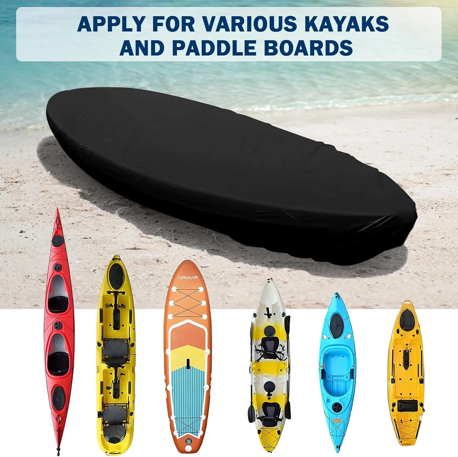 Kohree 420D Kayak Cover Waterproof, Kayak Covers for Outdoor Storage, Heavy Duty UV Protection Paddle Board Covers SUP Canoe Cover, 10.2-11.5ft / 11.8-13.1ft
