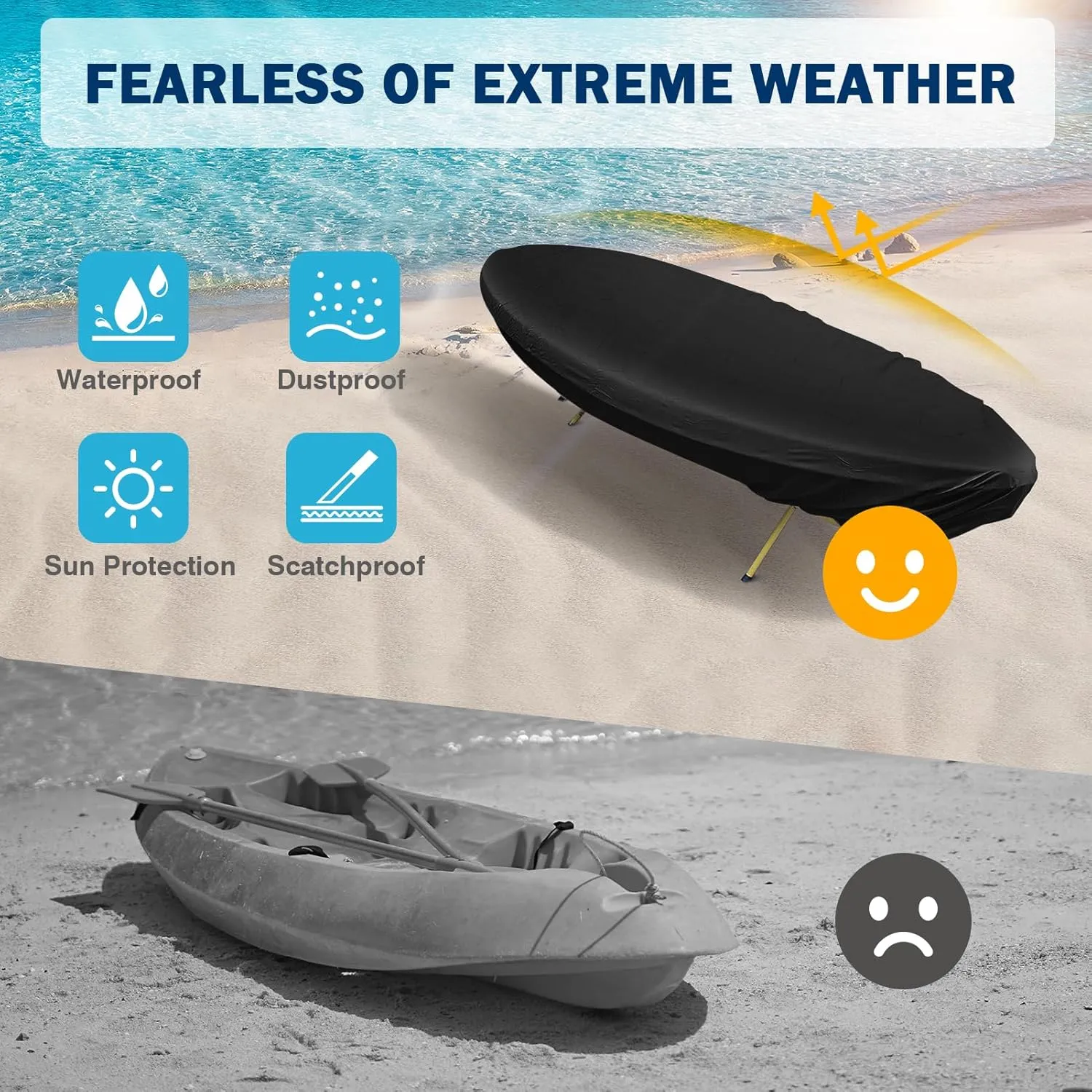 Kohree 420D Kayak Cover Waterproof, Kayak Covers for Outdoor Storage, Heavy Duty UV Protection Paddle Board Covers SUP Canoe Cover, 10.2-11.5ft / 11.8-13.1ft