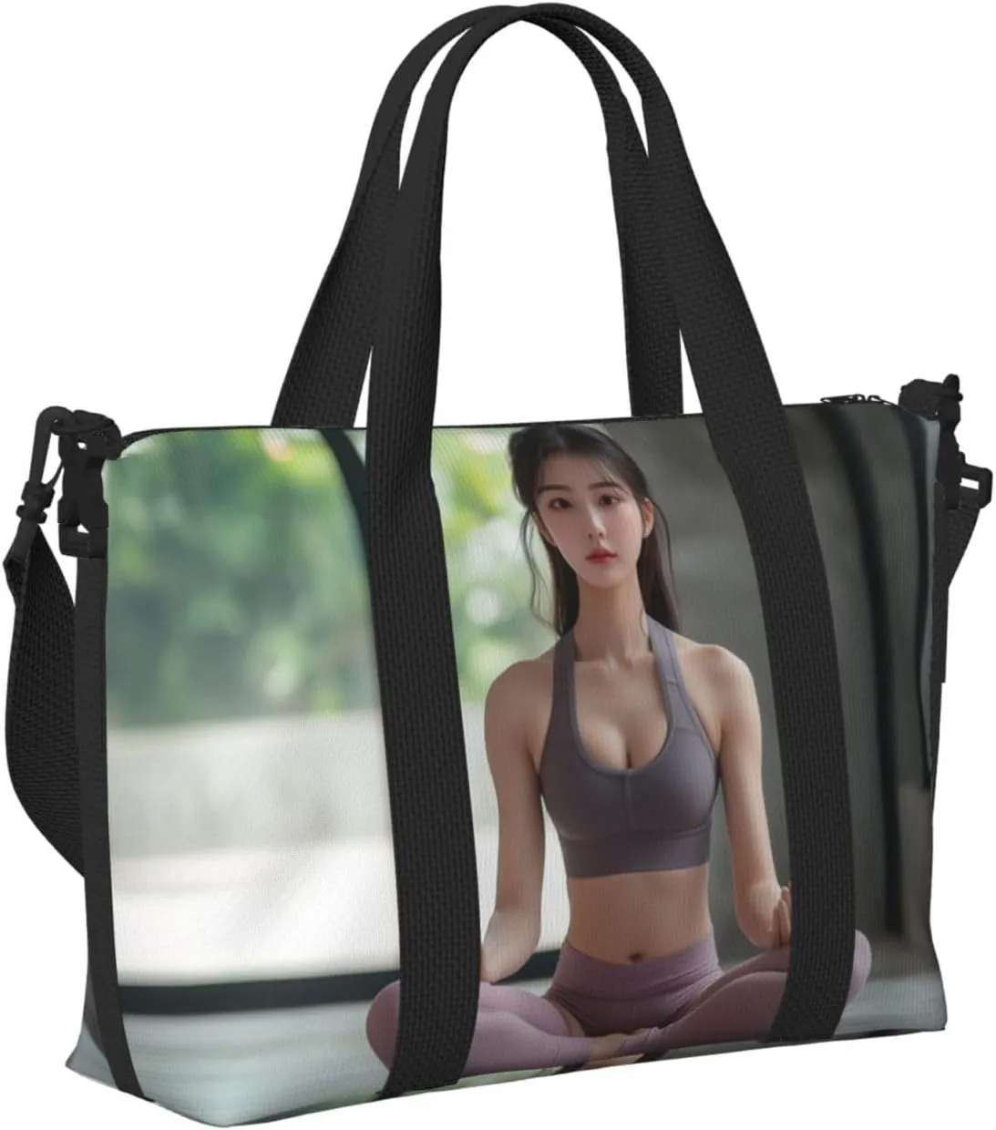 Korean yoga print Travel Duffel Bag, Sports Tote Gym Bag, Swim Pool Bag Large Shoulder Tote Bag for Beach Weekender