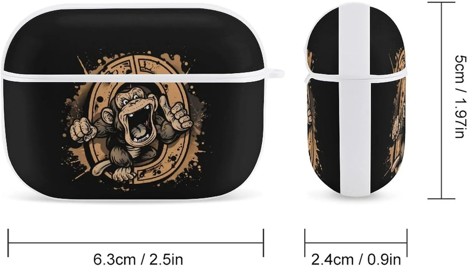 Kung Fu Apes Chimpanzee Monkey Cute Full Protective Cover Compatible with Airpod Pro Case with Keychain for Women Men White-style