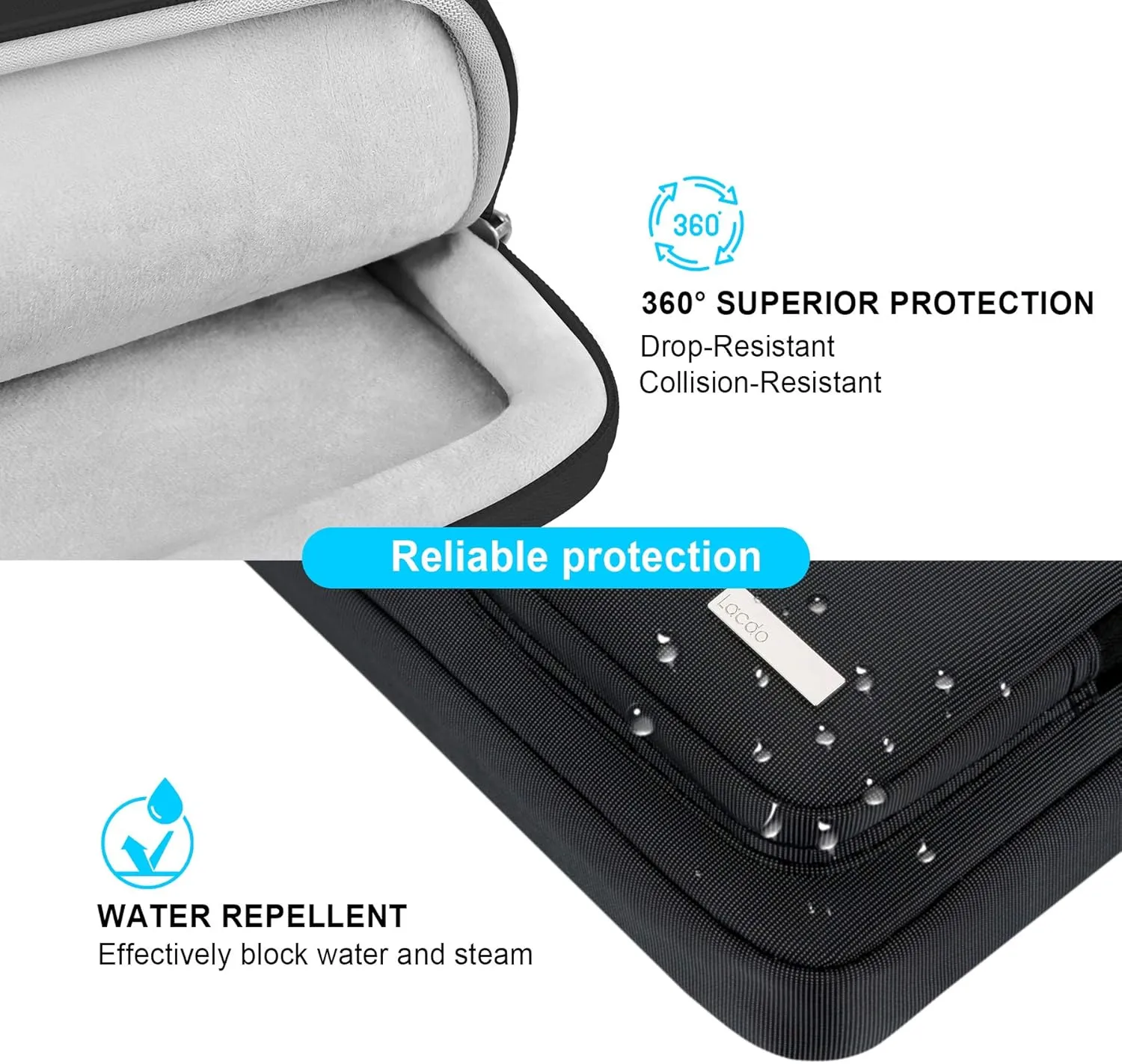 Lacdo 360° Protective Laptop Shoulder Bag, 14 inch Computer Bag for 14 inch New MacBook Pro M4/M3/M2/M1 Chips Pro Max A3112 A3401 A3185 A2918 A2992 A2779 A2442 2024-2021 Computer Messenger Bag, Black