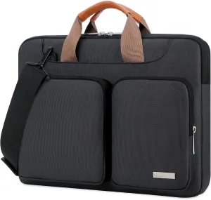 Lacdo 360° Protective Laptop Shoulder Bag, 14 inch Computer Bag for 14 inch New MacBook Pro M4/M3/M2/M1 Chips Pro Max A3112 A3401 A3185 A2918 A2992 A2779 A2442 2024-2021 Computer Messenger Bag, Black
