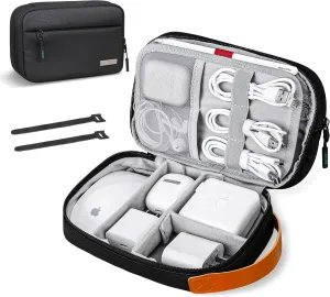 Lacdo Electronic Organizer Travel Cable Organizer Bag Pouch Tech Electronic Accessories Carry Case Portable for Cords, Cables, Chargers, Power Adapter, Phone, Power Bank, Flash drives, SD Card, Black