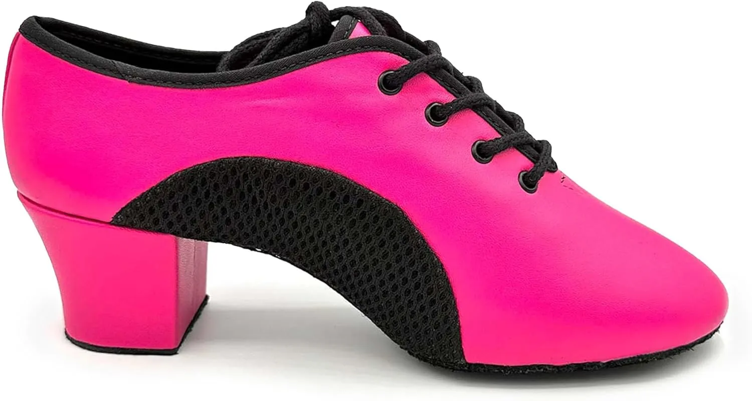 Lace Up Ballroom Shoes, 1.5 Inch Heel, Mesh Inserts - Lacey Schwimmer - Jive BL302