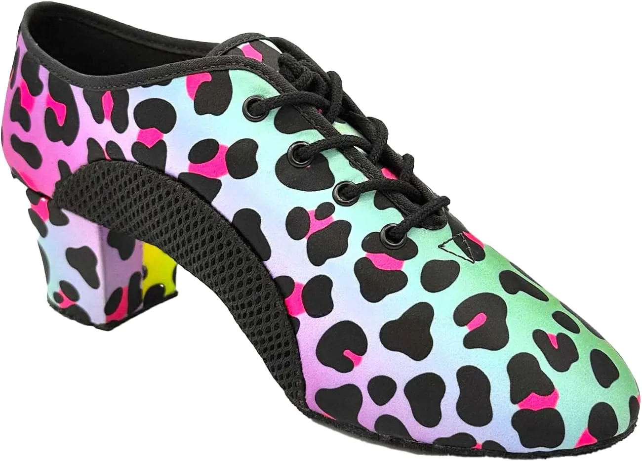 Lace Up Ballroom Shoes, 1.5 Inch Heel, Mesh Inserts - Lacey Schwimmer - Jive BL302