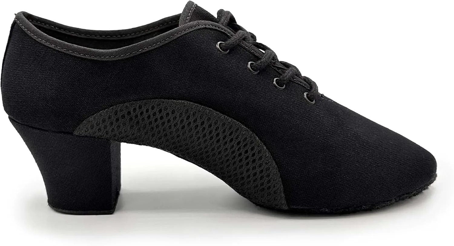 Lace Up Ballroom Shoes, 1.5 Inch Heel, Mesh Inserts - Lacey Schwimmer - Jive BL302