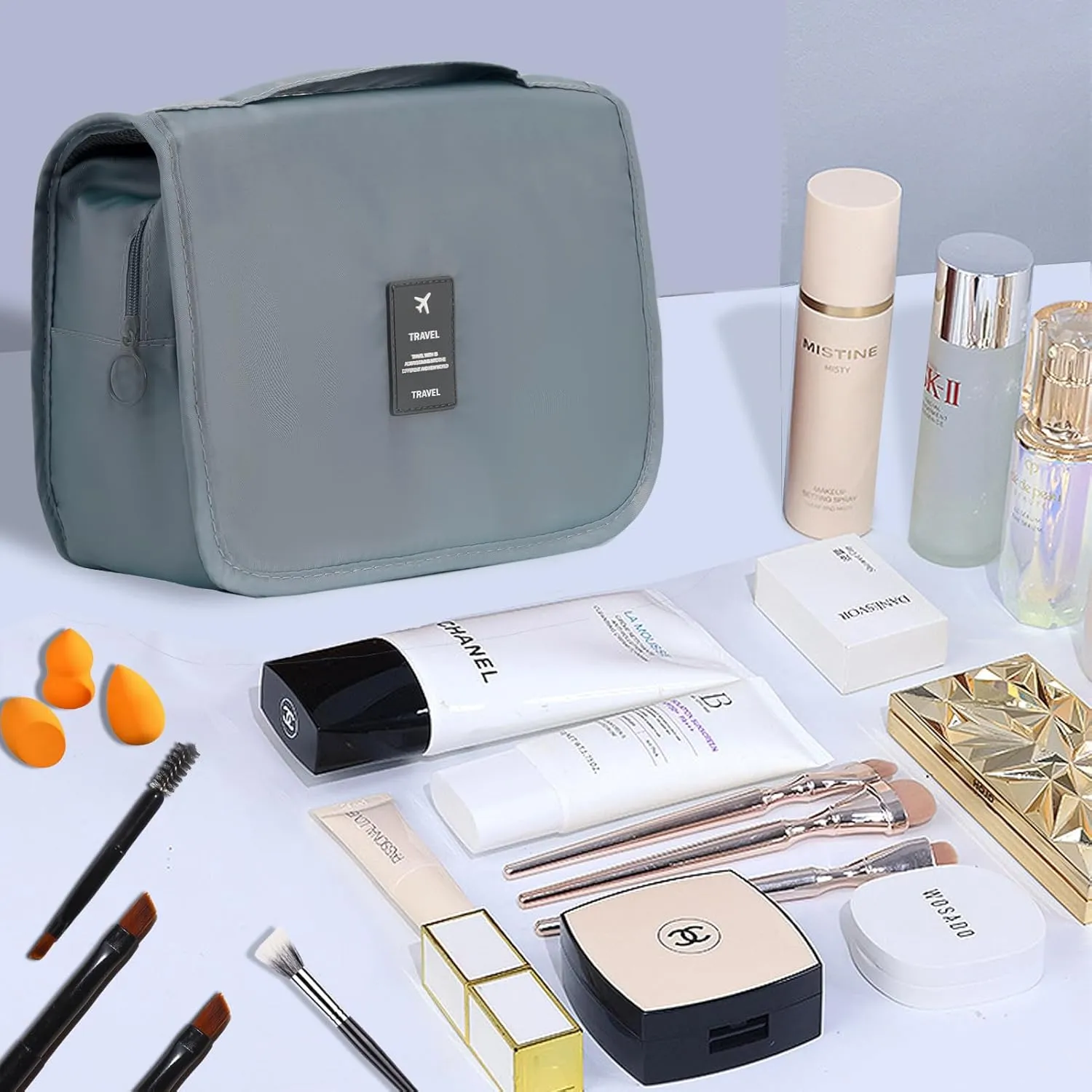 L&FY Hanging Travel Toiletry Bag Women's Cosmetic Organizer Makeup Pouch Men's Dopp Kits With Handle (Grey For Man)