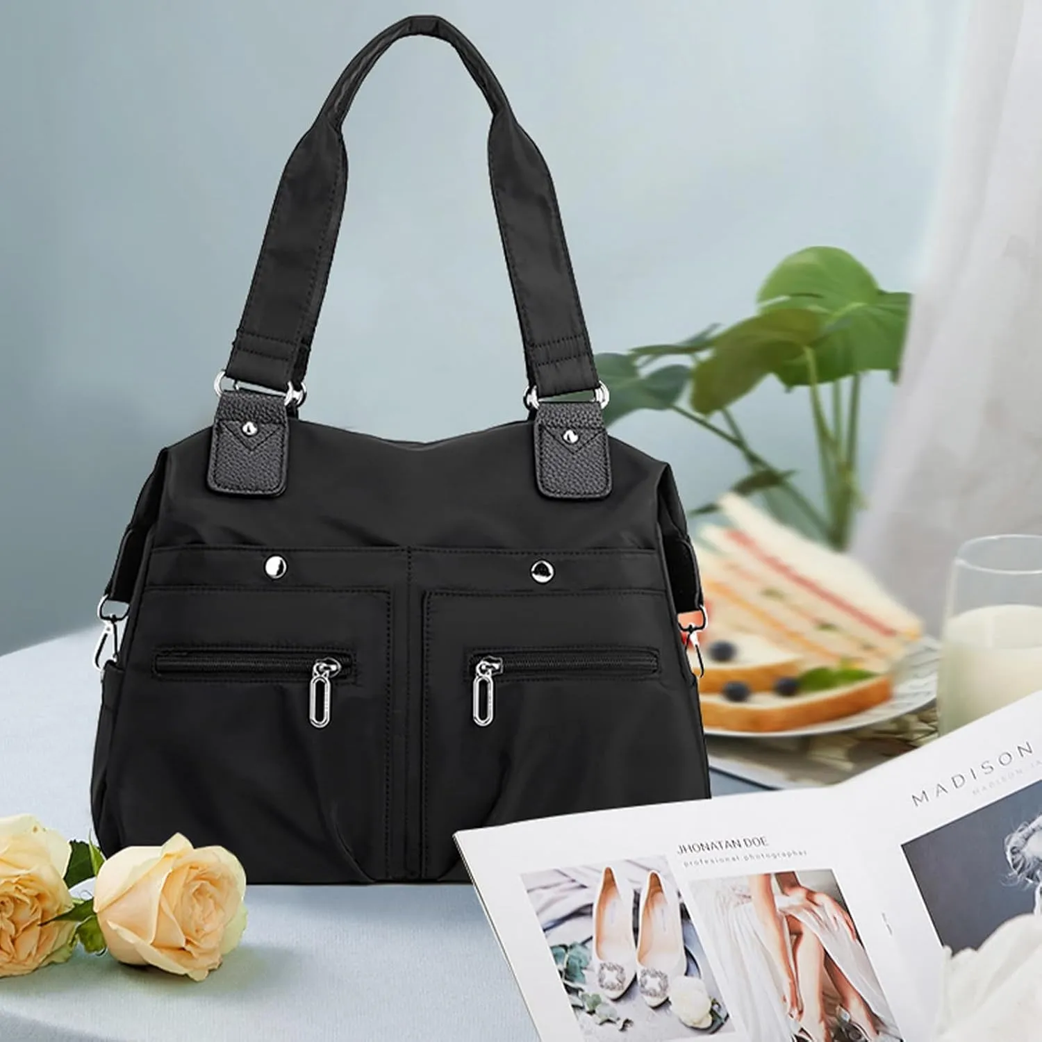 Langrents Nylon Tote Bag,Langrents Nylon Waterproof Tote Bag,Lang Rents Multi Pocket Shoulder Bag