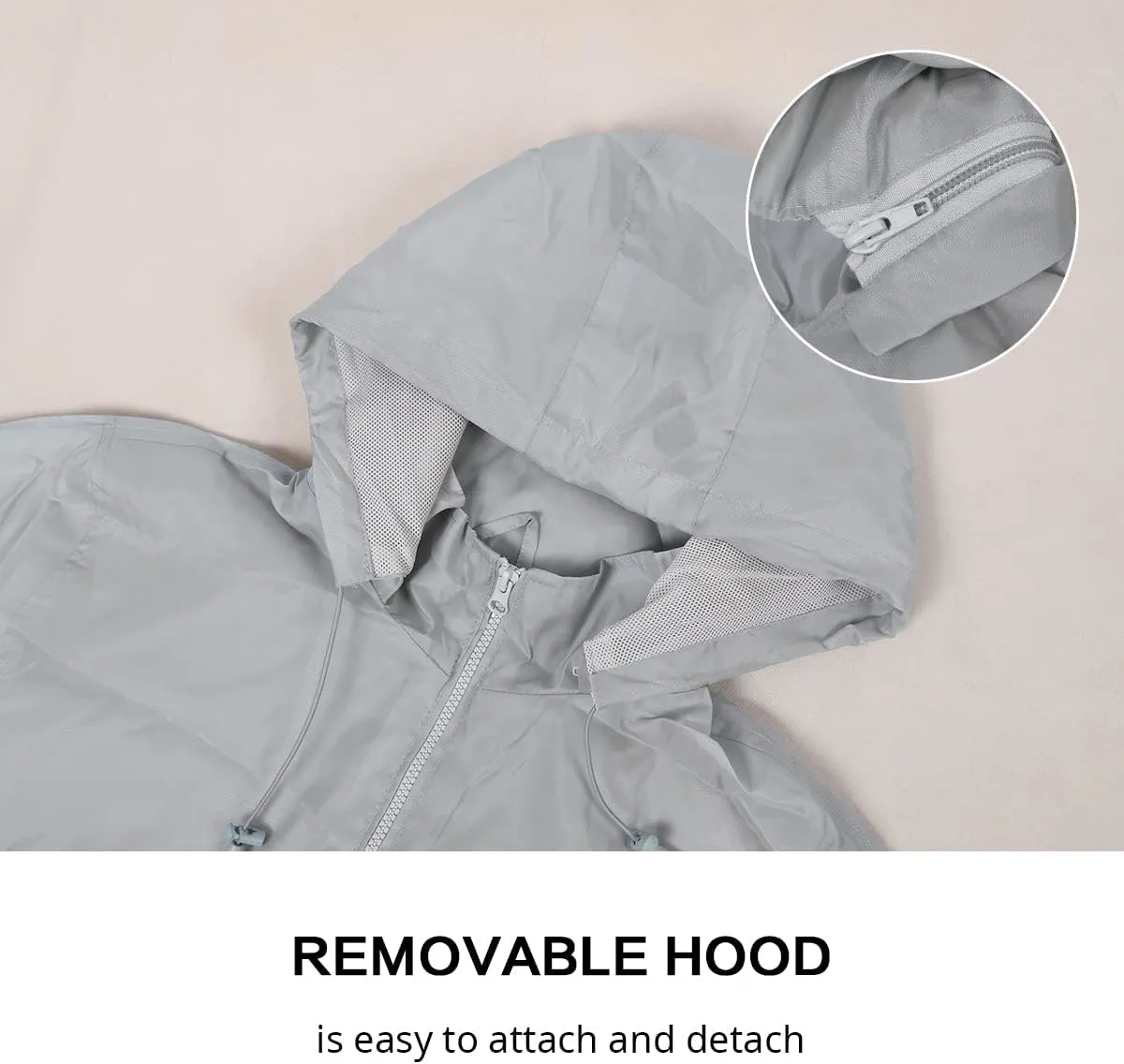 Lansbojun Mens Windbreaker Water-Resistant Lightweight Rain Jacket with Hood Wind Breakers
