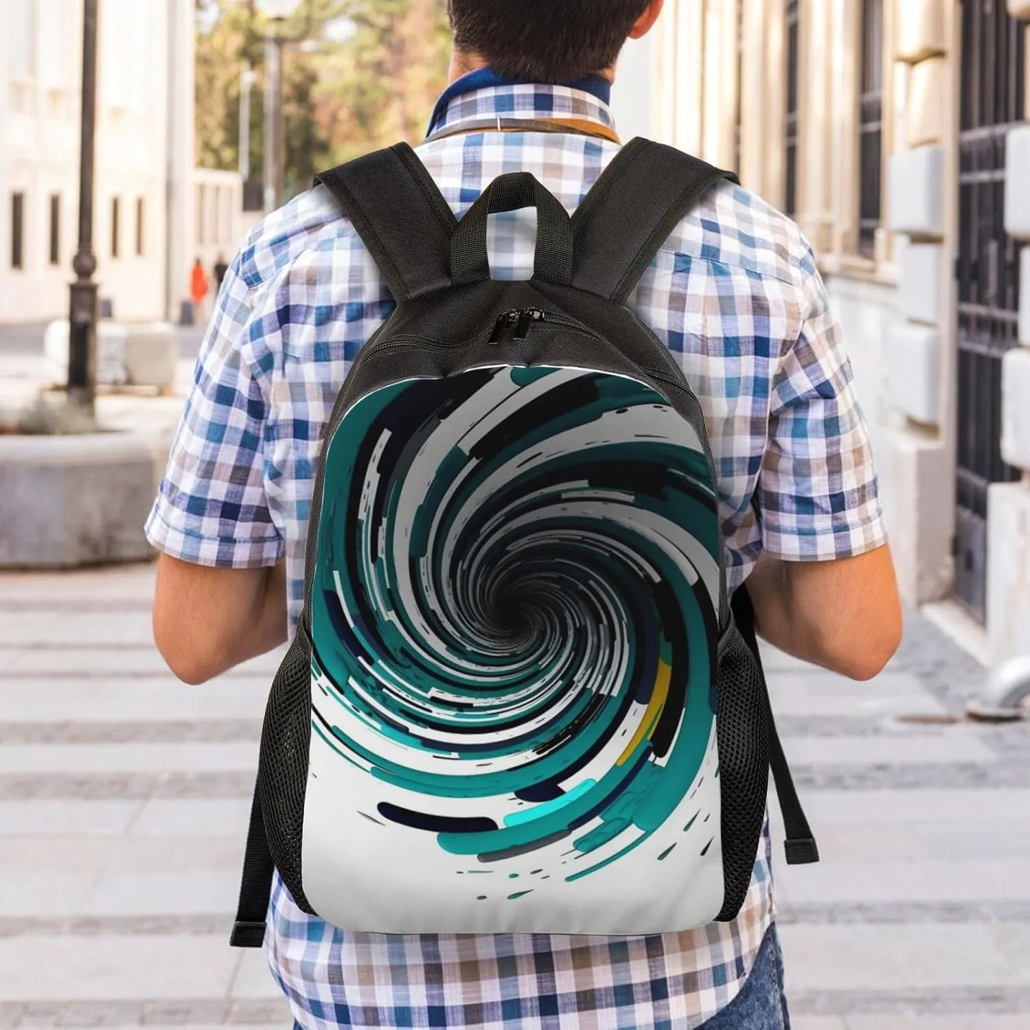 Laptop Backpack for Women Men Carry-on Backpack Abstract Circle Swirl Daypack Lightweight Travel Shoulder Bags